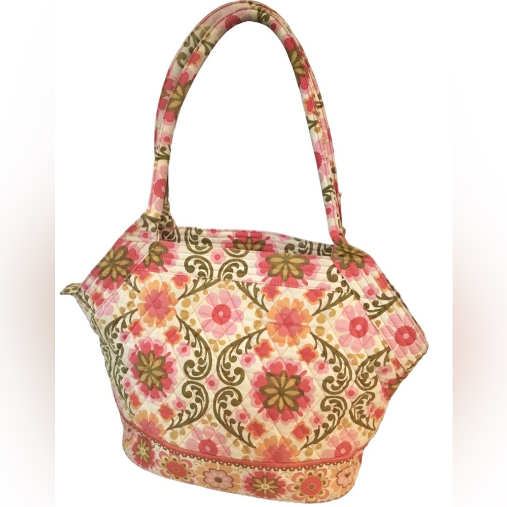 Vera Bradley Alice Folkloric Bag Pink Yellow Retired Quilted Purse - Picture 6 of 11
